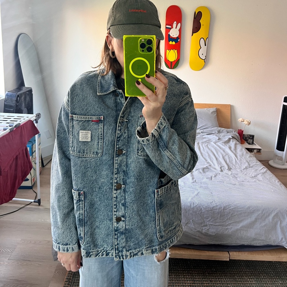 American Vintage Blue Denim Chore Jacket - Picture 7 of 9